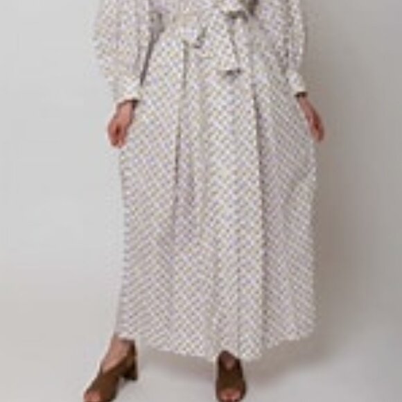 Thierry Colson White W/ Blue Orange Floral Cotton NWT - Picture 4 of 8